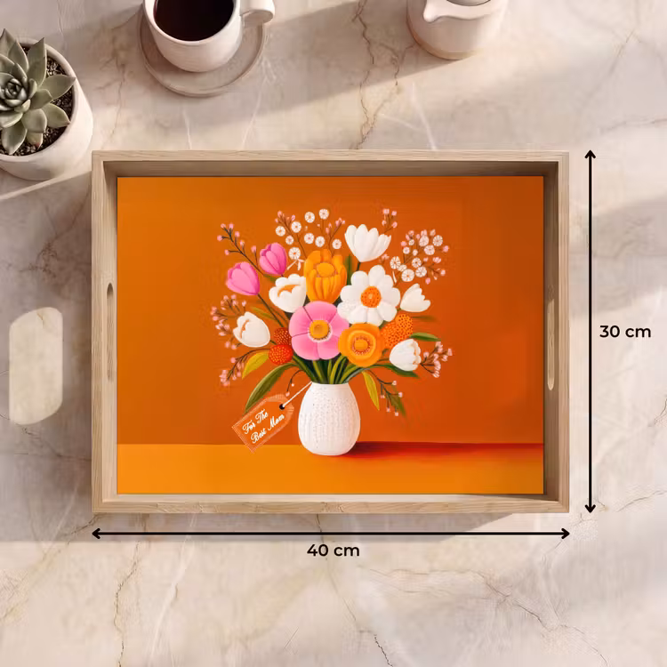 Tablett - Vase - Blumen - Orange — 7