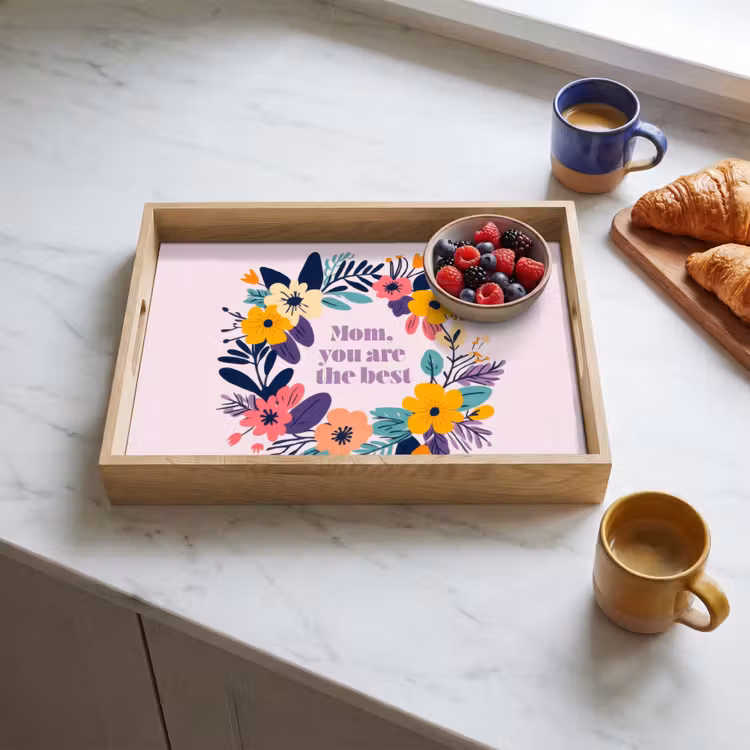 Tablett - Blumenkranz - Bunt - Mutter — 3
