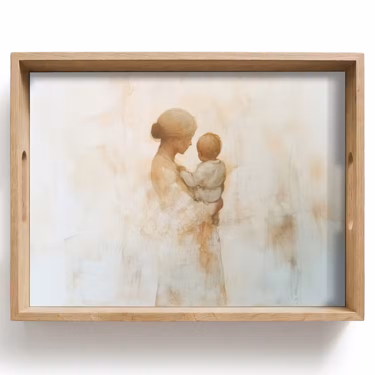 Tablett - Kind - Mutter - Aquarellmalerei — 1