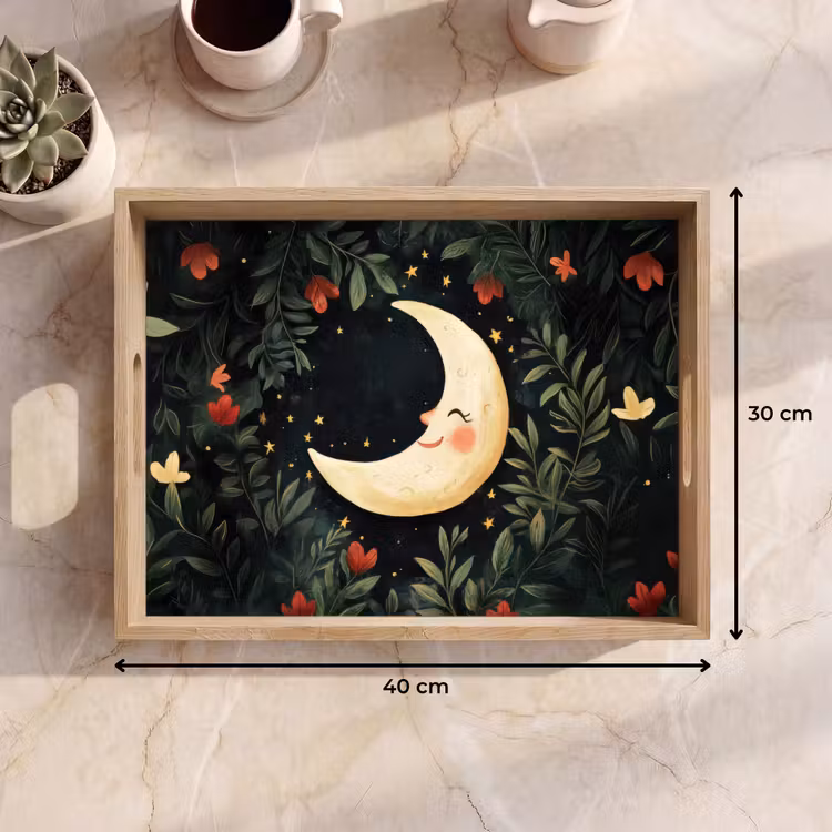 Tablett - Mond - Blumen - Nachthimmel — 7