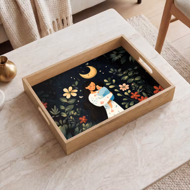 Tablett - Mutter - Kind - Bunt - Blumen — 2