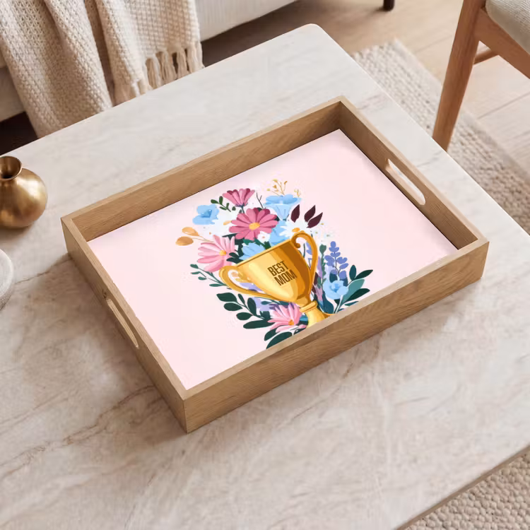 Tablett - Trophäe - Beste Mutter - Blumen - Bunt — 2