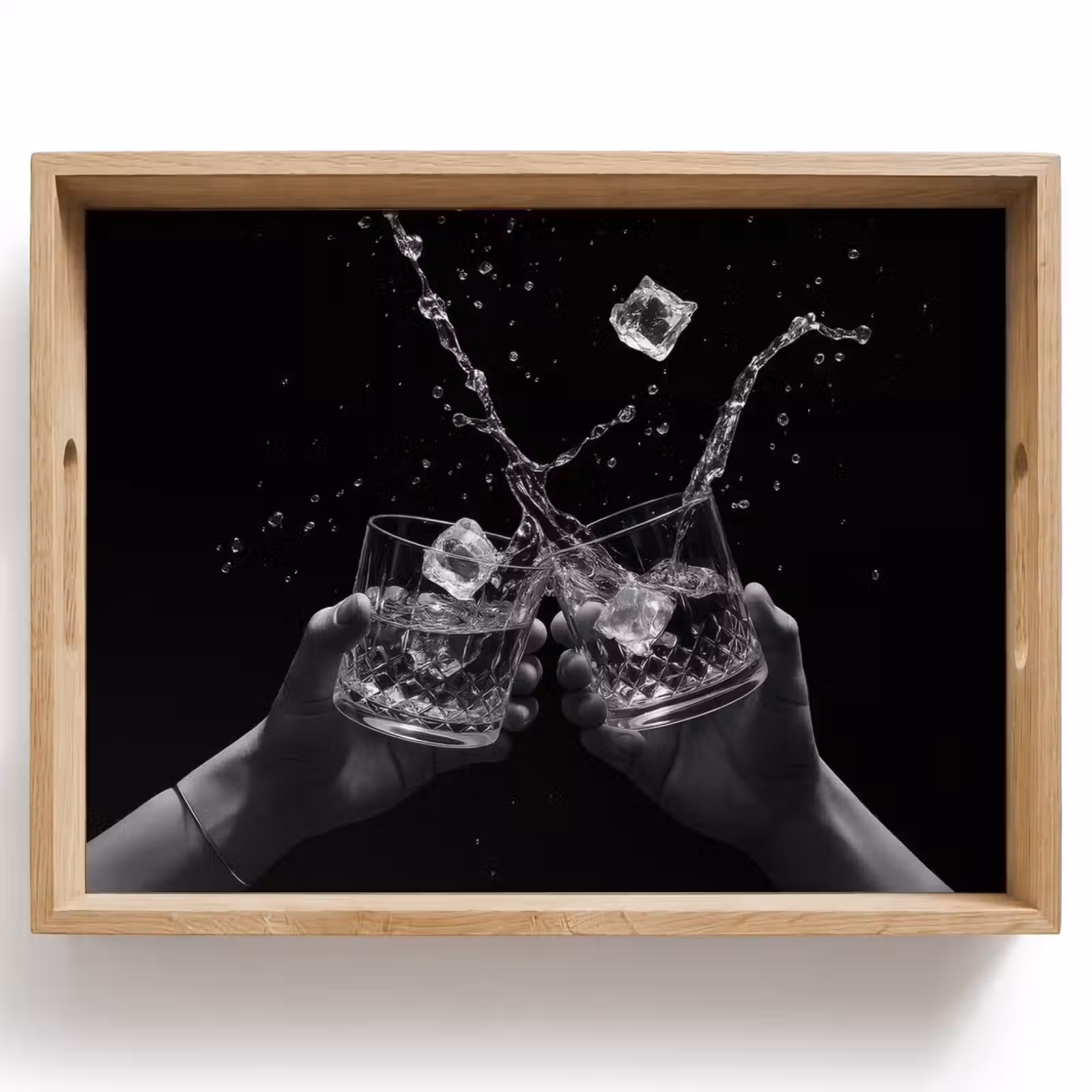 Tablett - Whiskygläser - Eis - Spritzer - Schwarz — 1