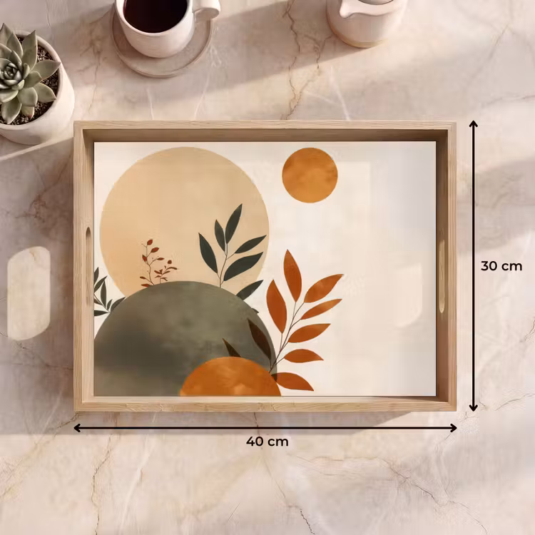 Tablett - Formen - Rund - Blätter - Beige — 7