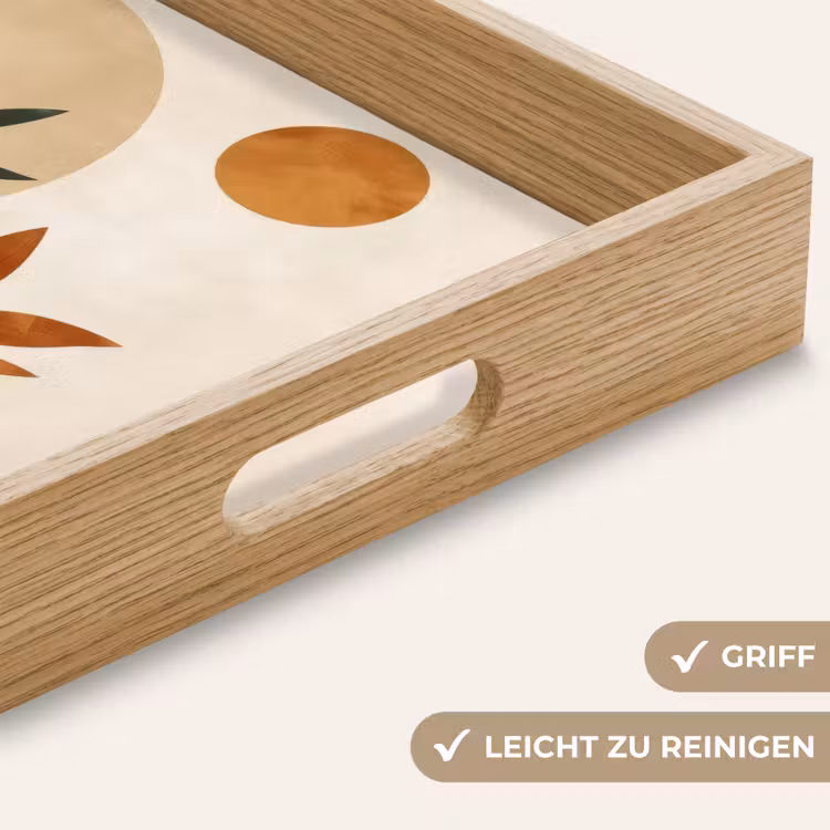 Tablett - Formen - Rund - Blätter - Beige — 8
