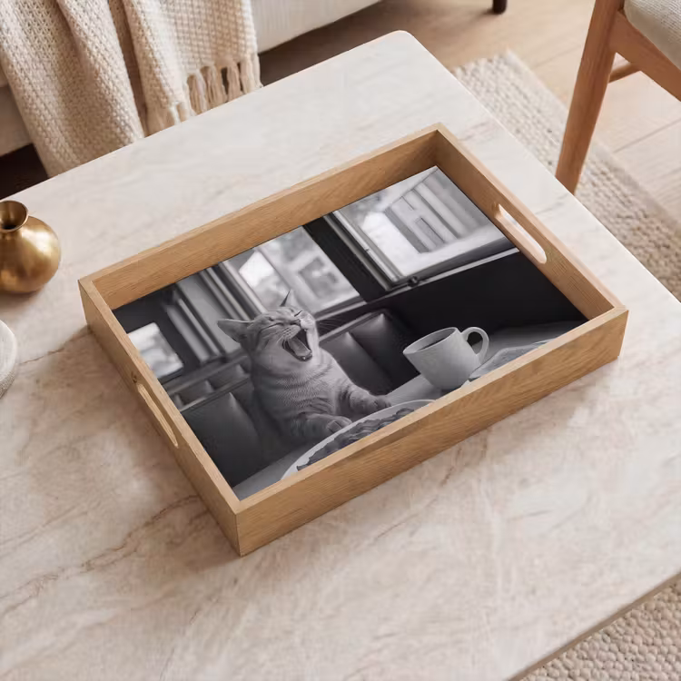 Tablett - Katze - Kaffee - Brot - Schwarz — 2