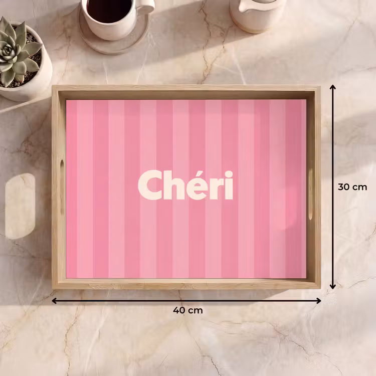 Tablett - Gestreift - Rosa - Chéri — 7