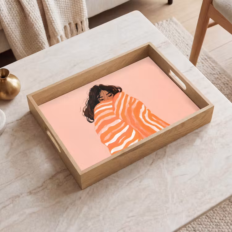 Tablett - Mädchen - Decke - Gestreift - Orange — 2