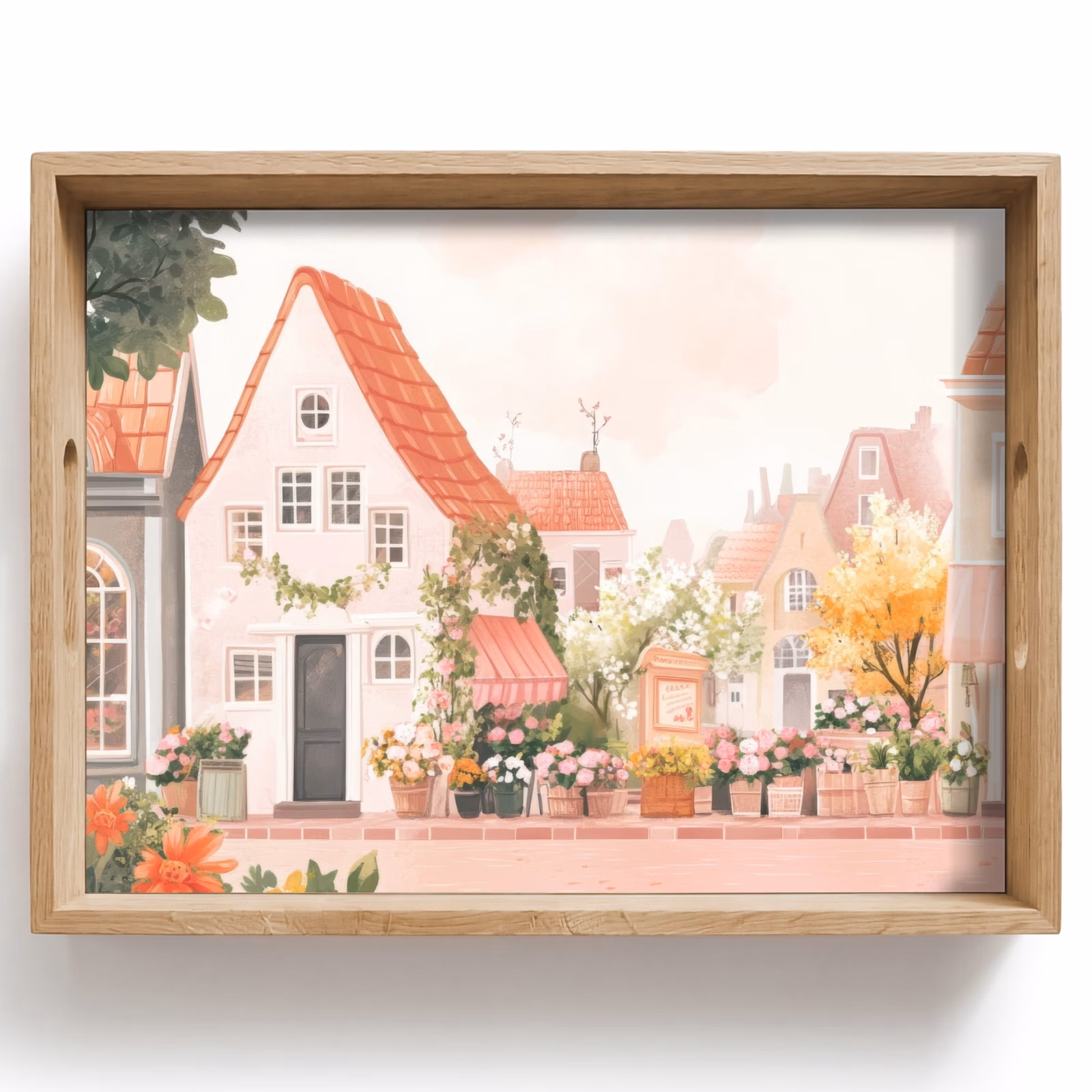 Tablett - Blumen - Häuser - Dorf — 1