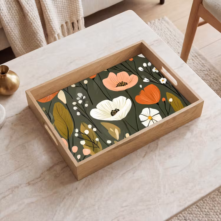 Tablett - Blumen - Illustration - Grün — 2