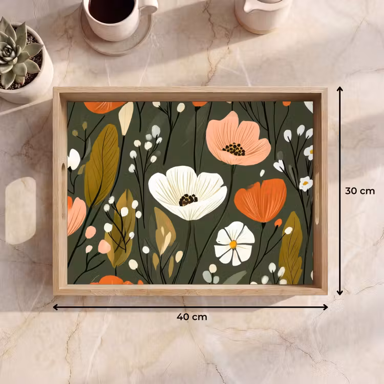 Tablett - Blumen - Illustration - Grün — 7