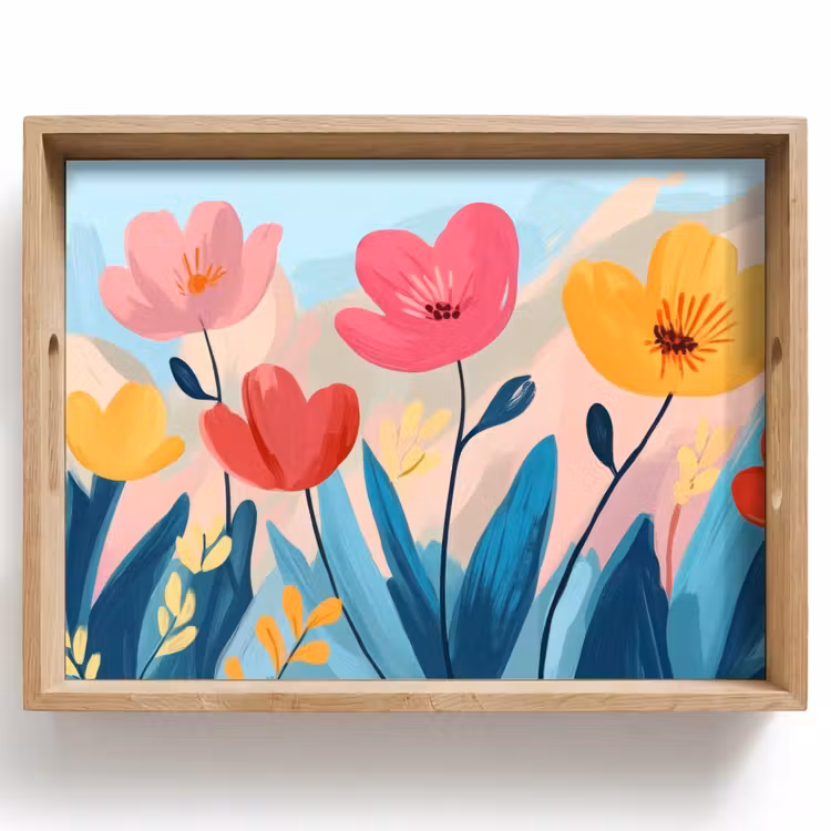 Tablett - Illustration - Blumen - Farbenfroh — 1