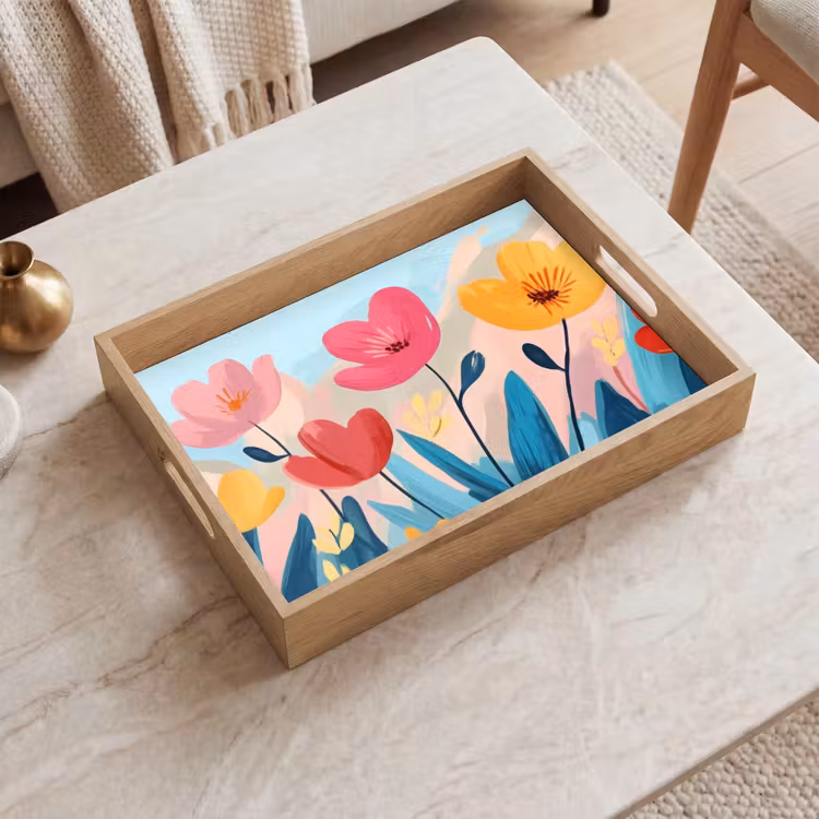 Tablett - Illustration - Blumen - Farbenfroh — 2
