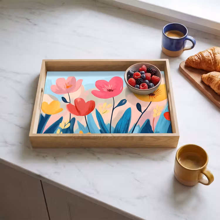 Tablett - Illustration - Blumen - Farbenfroh — 3