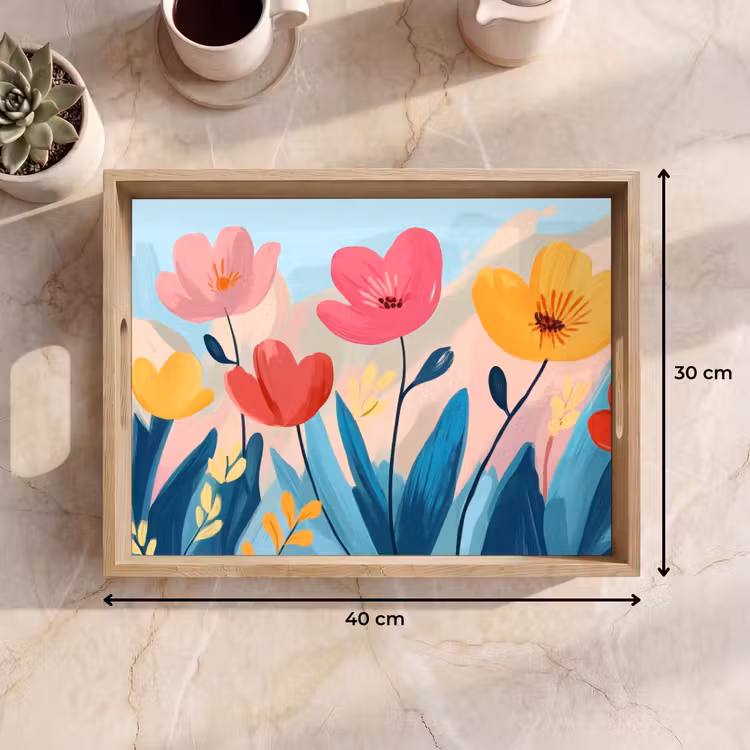 Tablett - Illustration - Blumen - Farbenfroh — 7