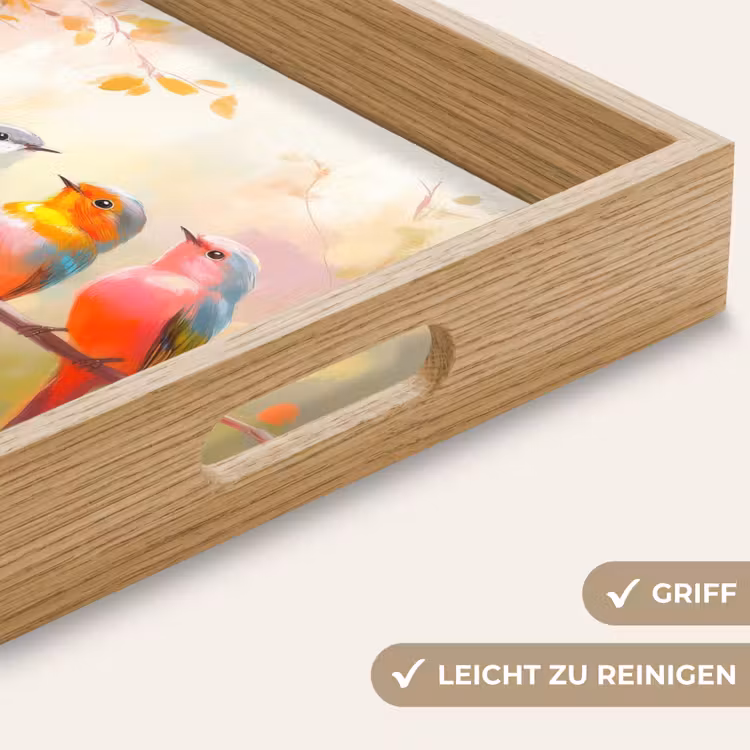 Tablett - Vögel - Bunt - Zweig — 8