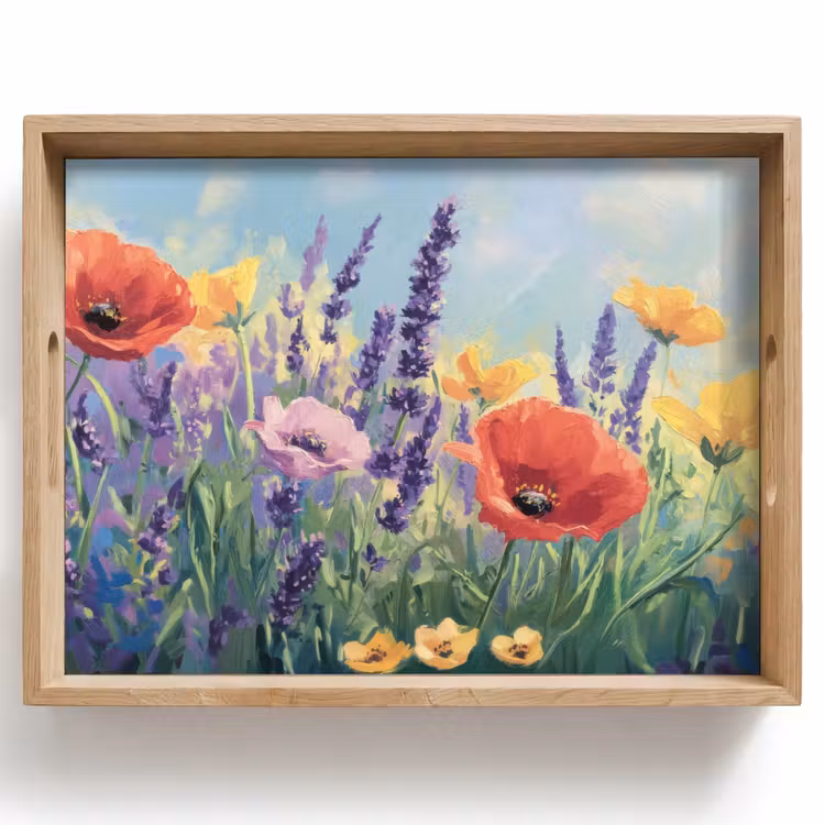 Tablett - Wiese - Blumen - Farbenfroh — 1