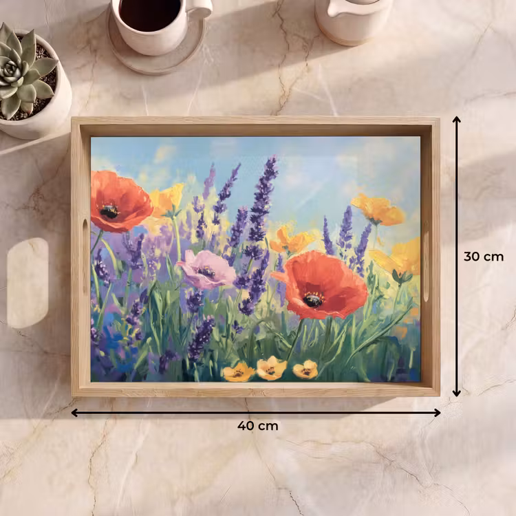 Tablett - Wiese - Blumen - Farbenfroh — 7