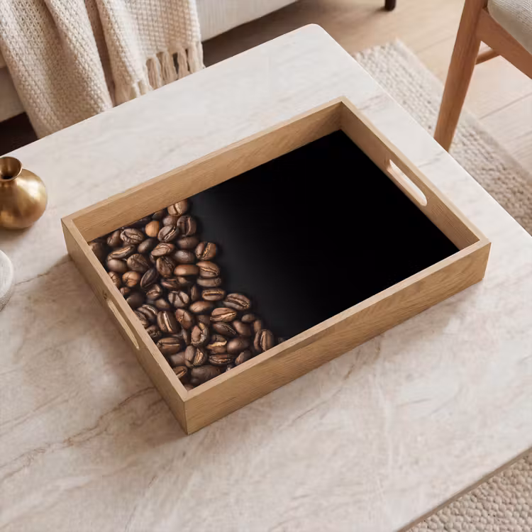 Tablett - Kaffeebohnen - Schwarz - Einfach — 2