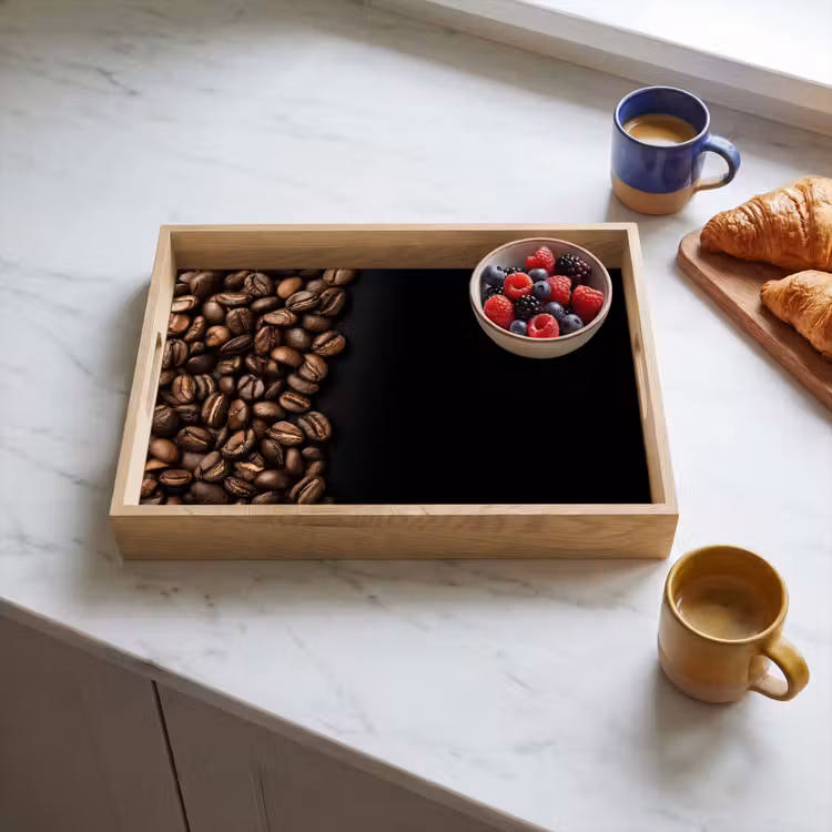 Tablett - Kaffeebohnen - Schwarz - Einfach — 3
