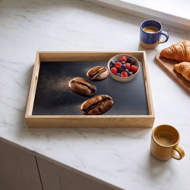 Tablett - Kaffeebohnen - Schwebend - Grau — 3