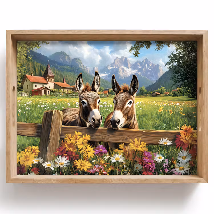 Tablett - Esel - Blumen - Sommer — 1