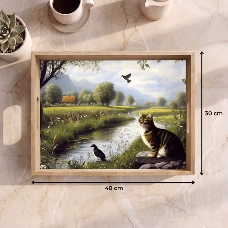 Tablett - Katze - Bach - Wiese — 7