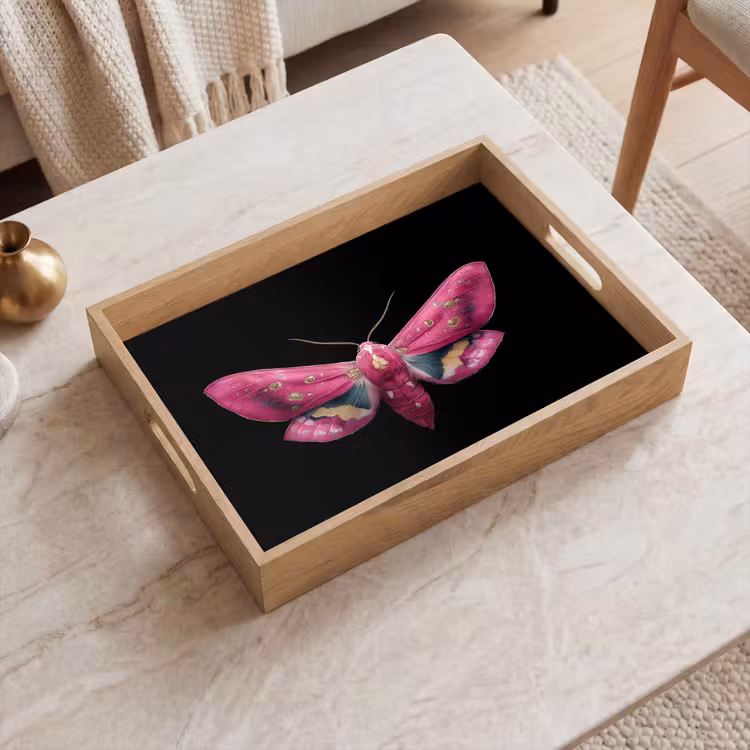 Tablett - Schmetterling - Rosa - Motte — 2