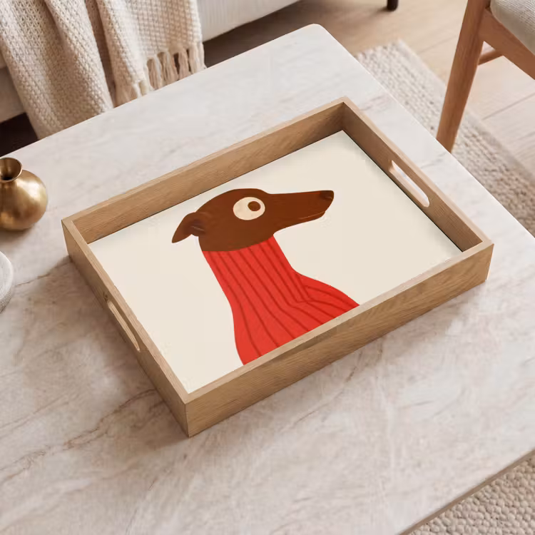 Tablett - Silhouette - Hund - Pullover - Rot — 2