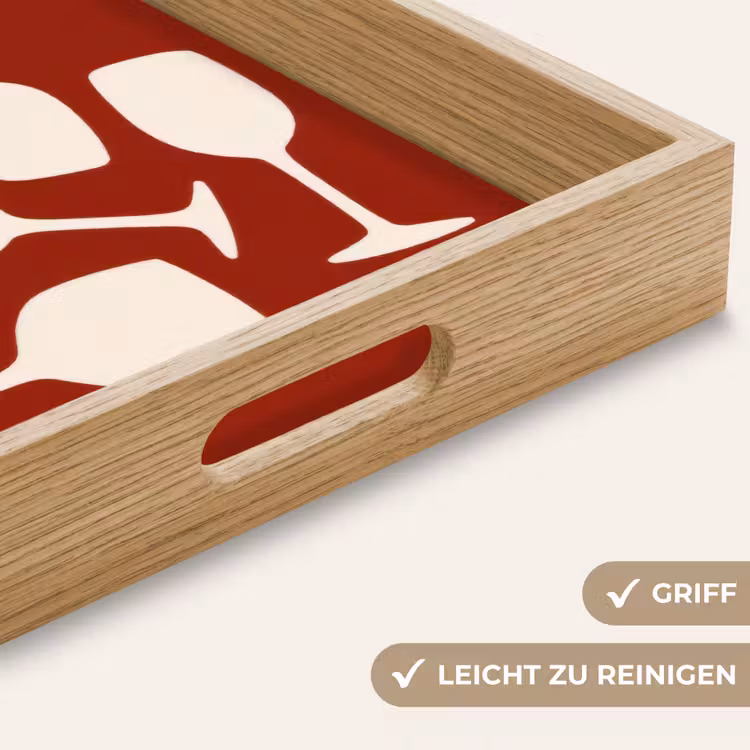 Tablett - Weingläser - Scherenschnitte - Weiß — 8