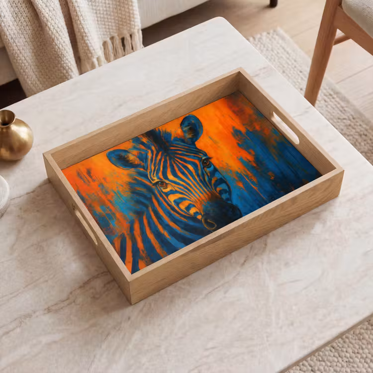 Tablett - Zebra - Abstrakt - Blau — 2