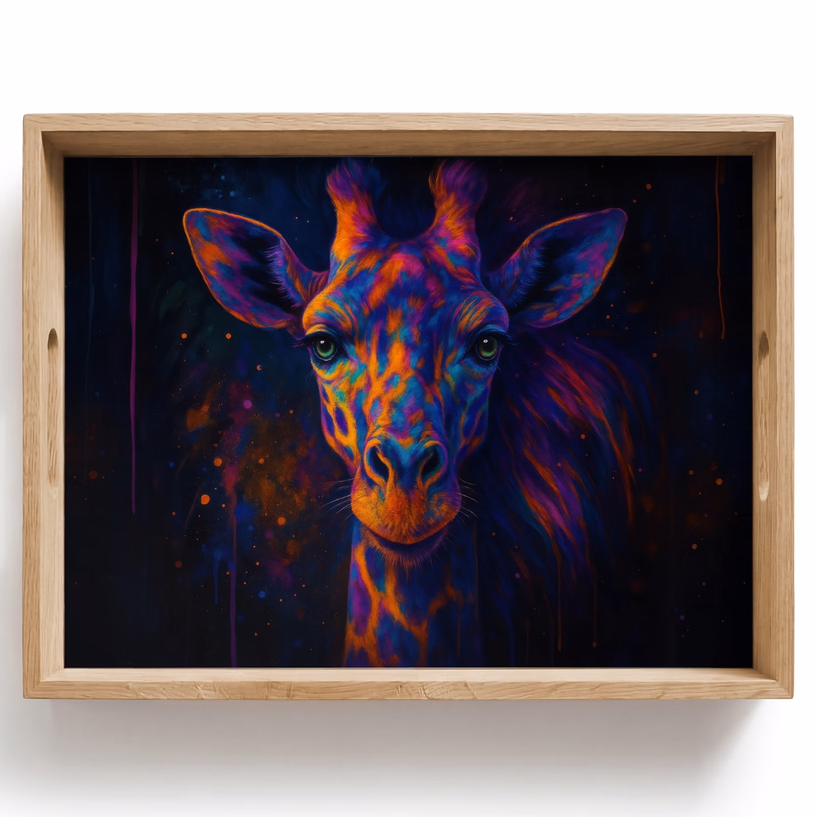 Tablett - Giraffe - Farbig - Farbspritzer — 1