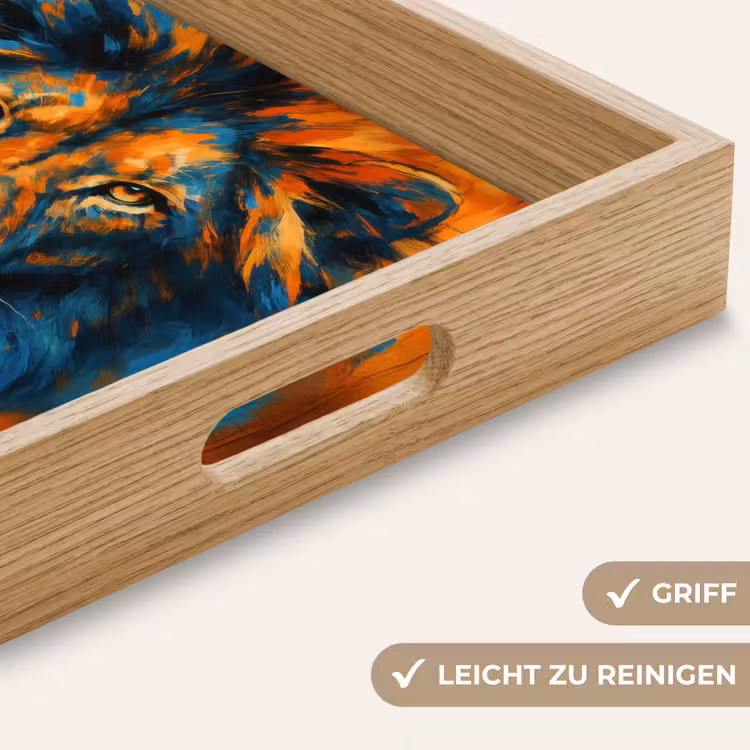 Tablett - Gemälde - Löwenkopf - Orange — 8