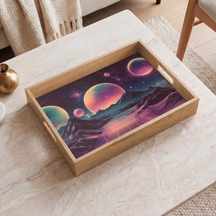 Tablett - Landschaft - Planeten - Horizont - Violett — 2