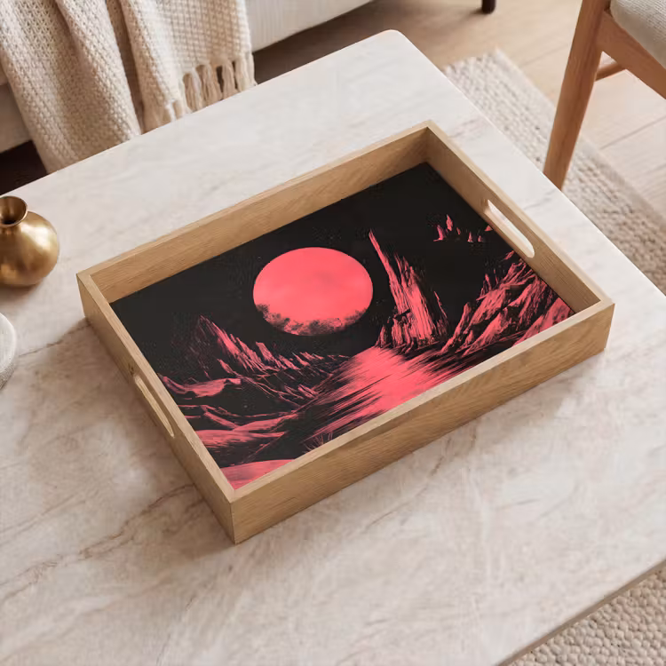 Tablett - Mond - Helles Rosa - Berge - Fluss — 2