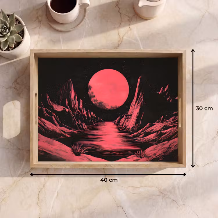 Tablett - Mond - Helles Rosa - Berge - Fluss — 7