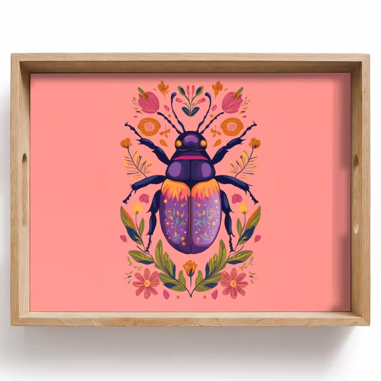 Tablett - Lila - Käfer - Pünktchen - Blumen — 1