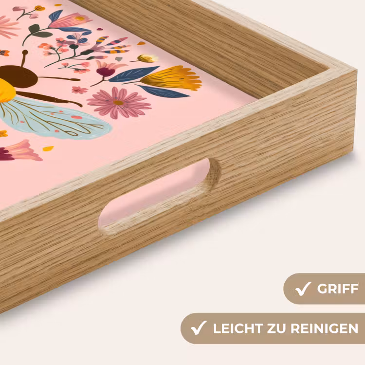 Tablett - Biene - Gelb - Blumen - Farbenfroh — 8