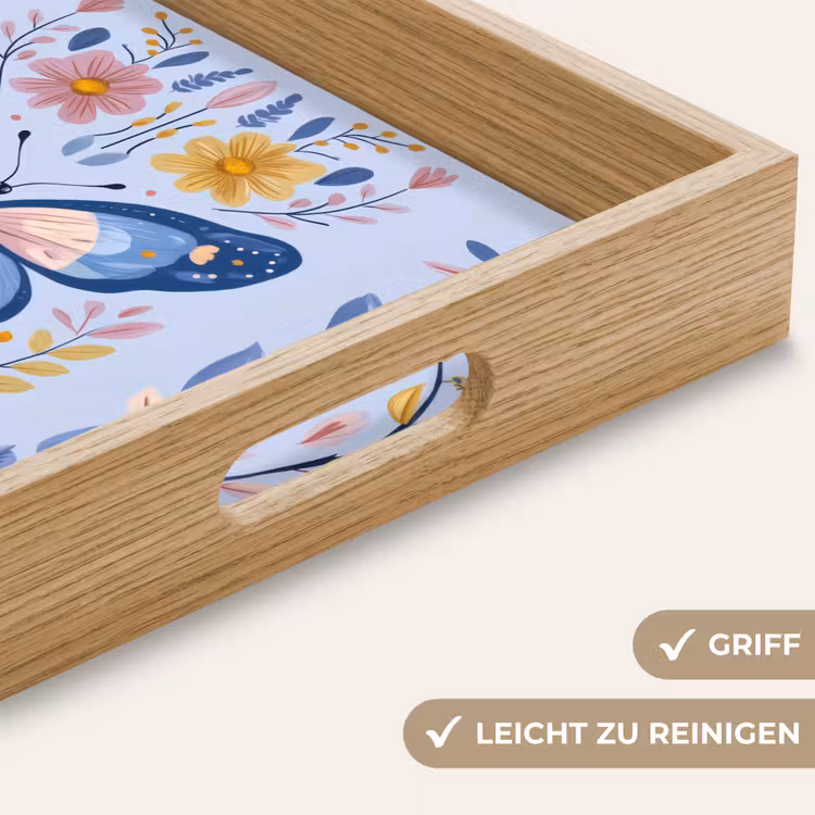 Tablett - Schmetterling - Hellblau - Ornamental - Blumen — 8
