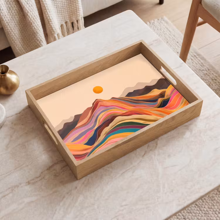 Tablett - Sonne - Bunte Landschaft - Berge — 2