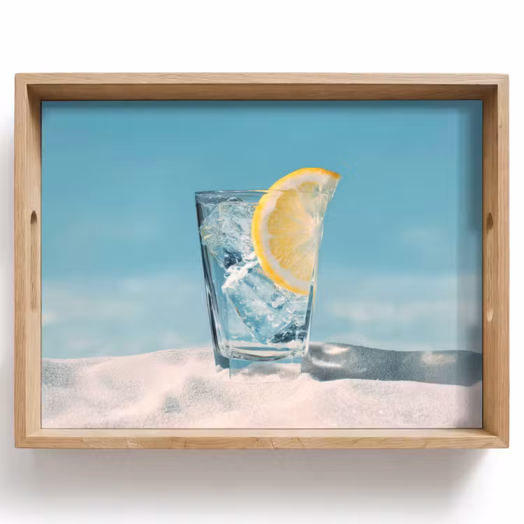 Tablett - Glas - Eiswürfel - Zitrone — 1