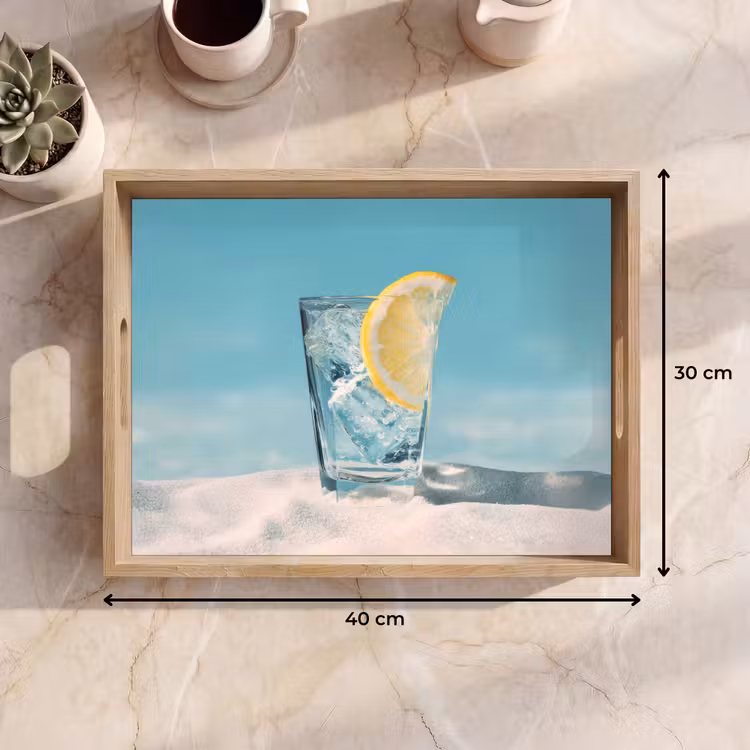 Tablett - Glas - Eiswürfel - Zitrone — 7