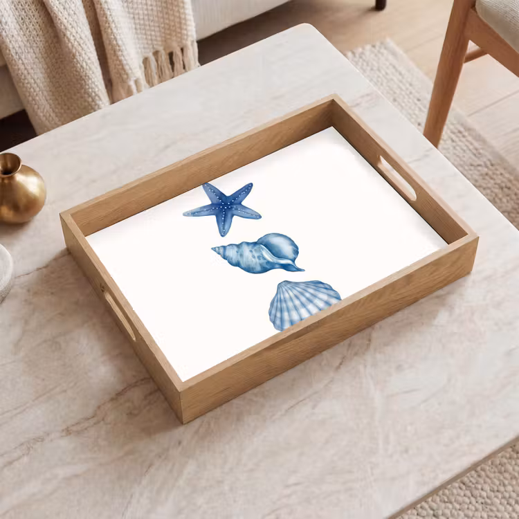 Tablett - Seestern - Muscheln - Blau — 2