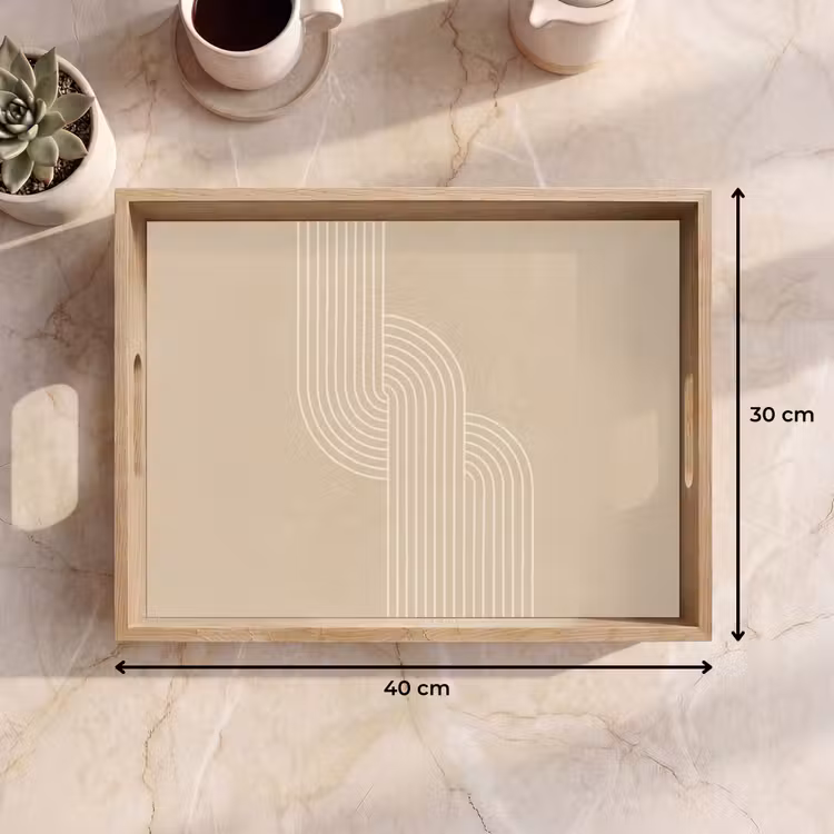 Tablett - Parallele Linien - Leichte Textur - Beige — 7