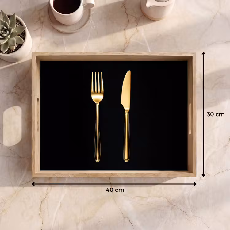 Tablett - Besteck - Gold - Messer - Gabel — 7