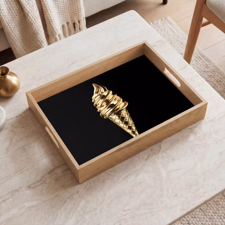 Tablett - Eiscreme - Gold - Schwarz - Lebensmittel — 2