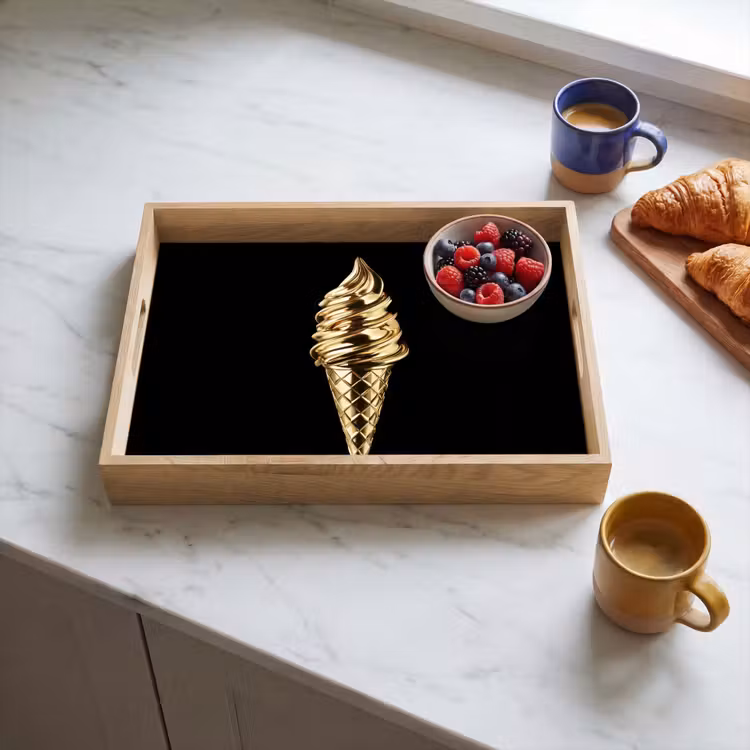Tablett - Eiscreme - Gold - Schwarz - Lebensmittel — 3