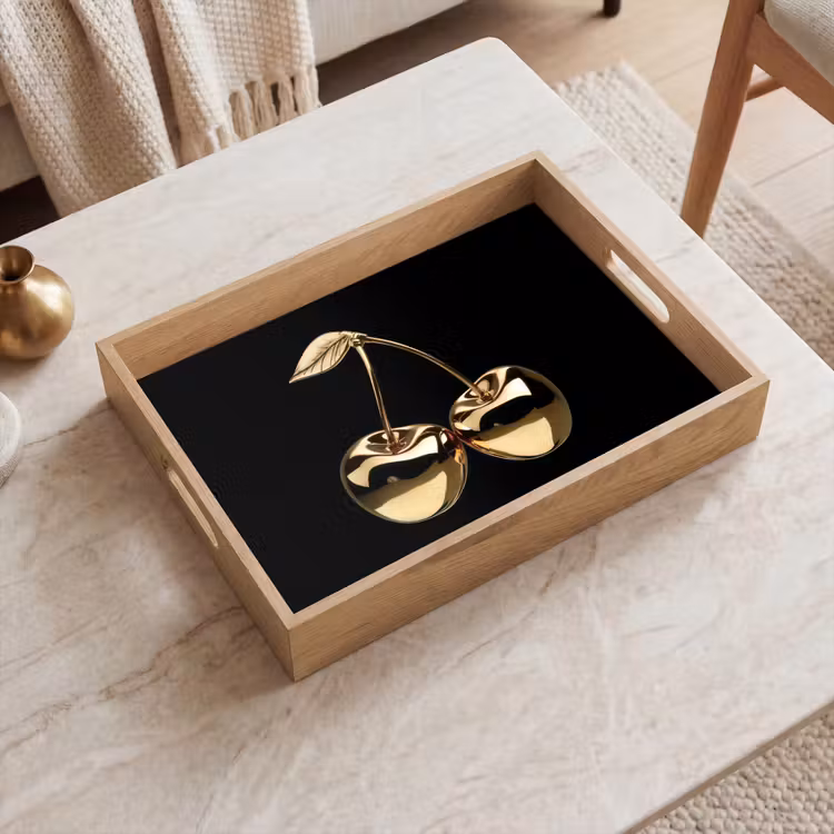 Tablett - Kirsche - Schwarz - Gold - Chrom — 2