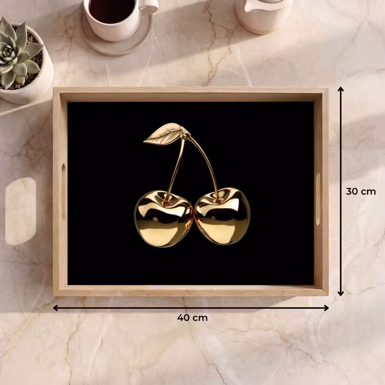 Tablett - Kirsche - Schwarz - Gold - Chrom — 7