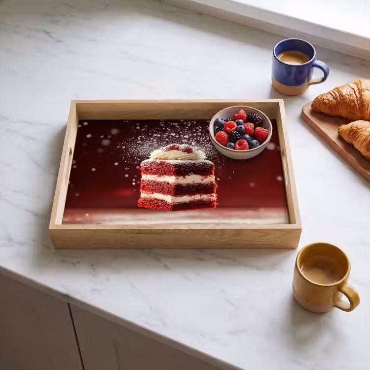 Tablett - Rot - Samt - Torte - Essen — 3